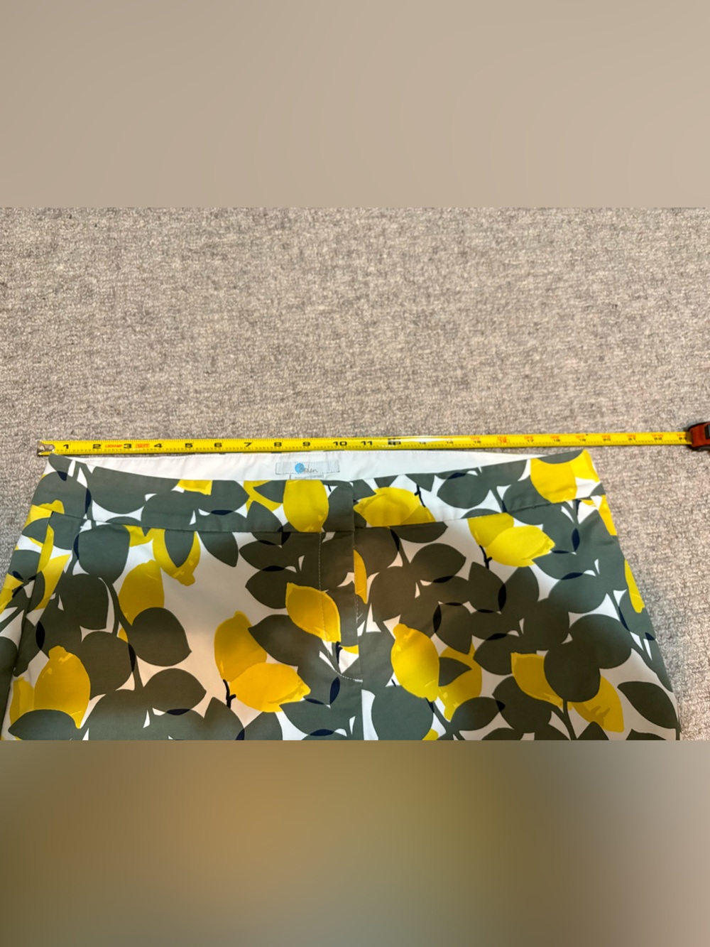 Boden White Cropped Pants with Bright Lemons and Olive / Navy Leaf Print - Picture 15 of 15